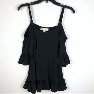 Michael Kors black cold shoulder top